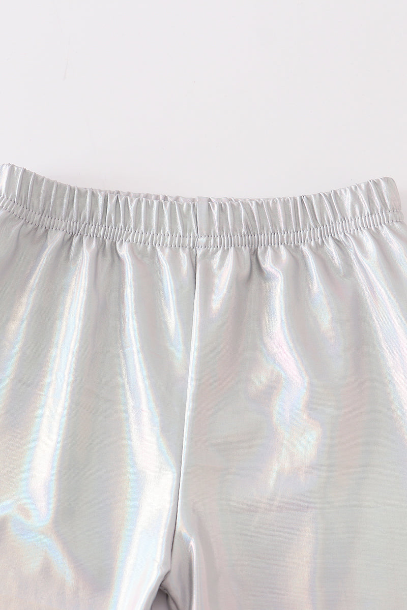 Silver metallic bike legging