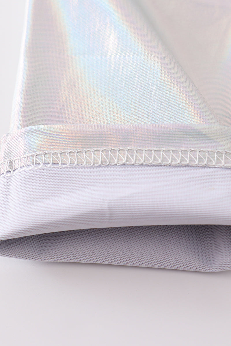 Silver metallic bike legging