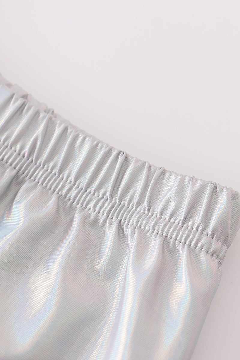 Silver metallic bike legging