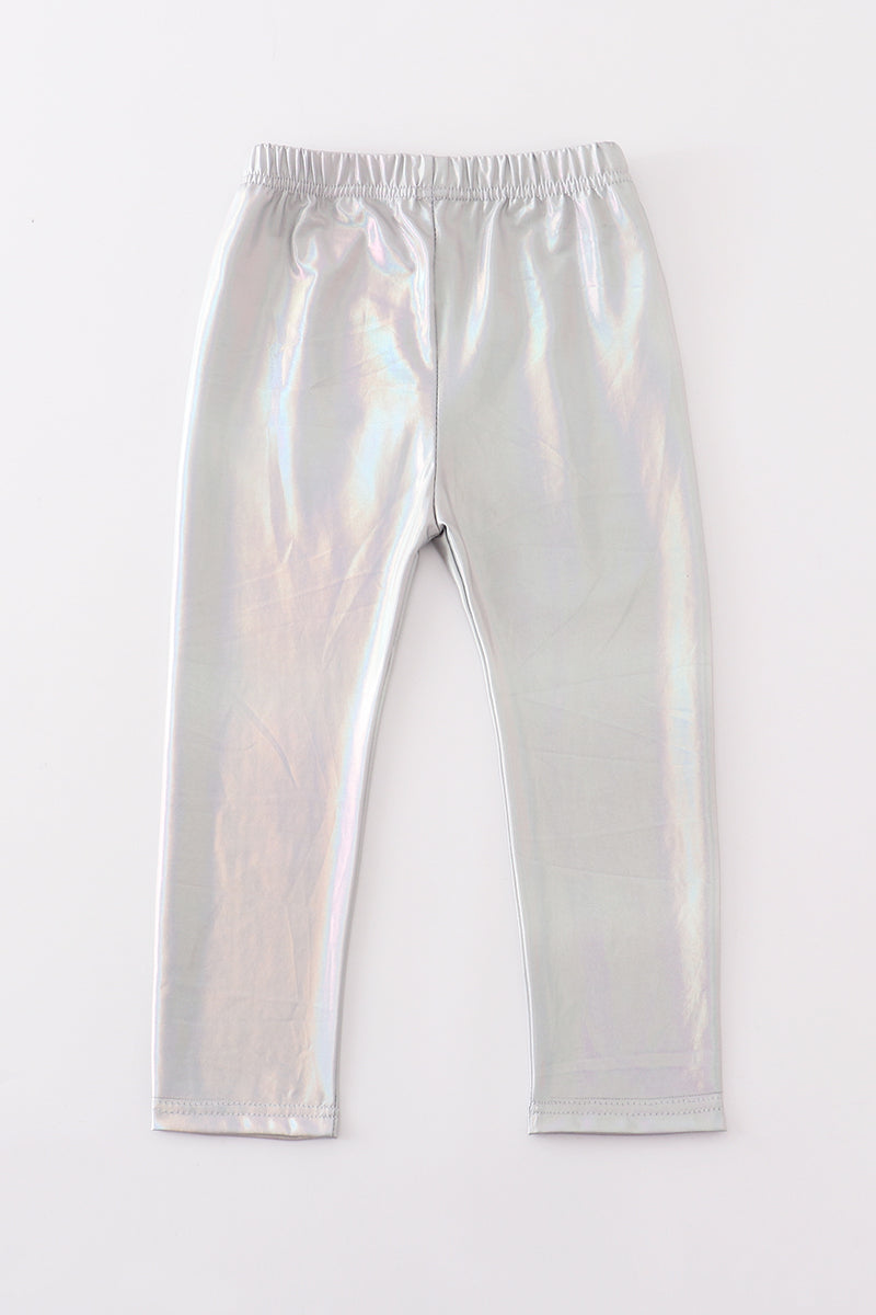 Silver metallic bike legging