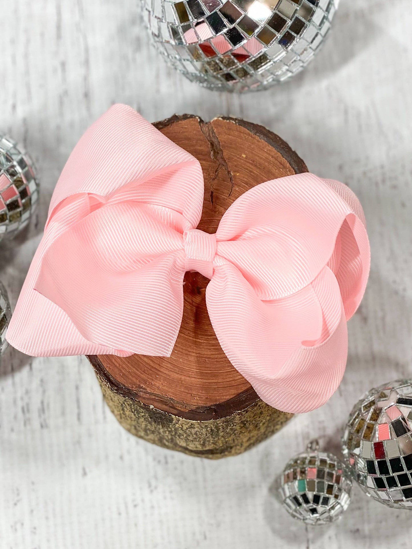 Classic Oversized Grosgrain Hair Bow - French Clip: Light Pink