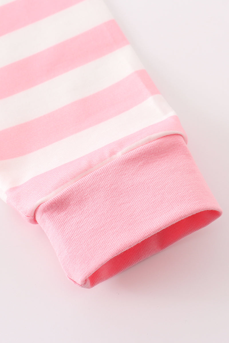 pink stripe girl pajamas set