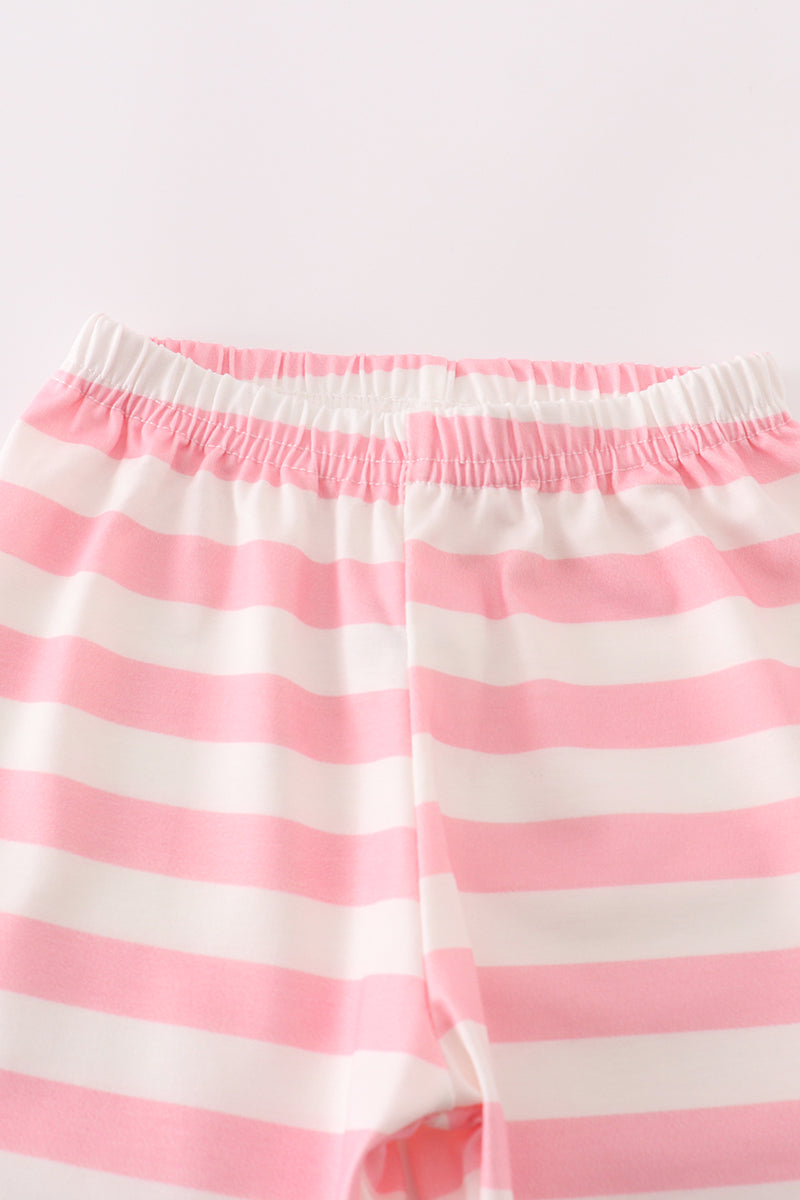 pink stripe girl pajamas set