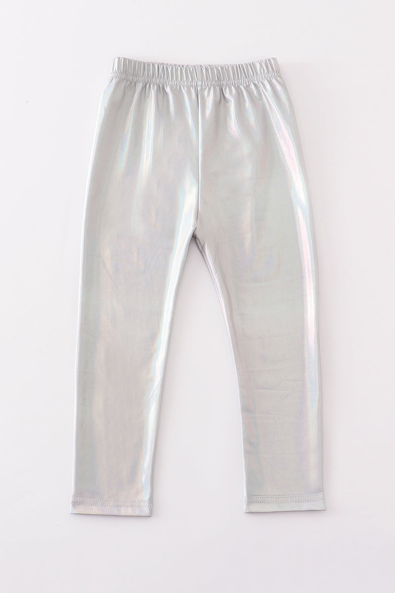 Silver metallic bike legging