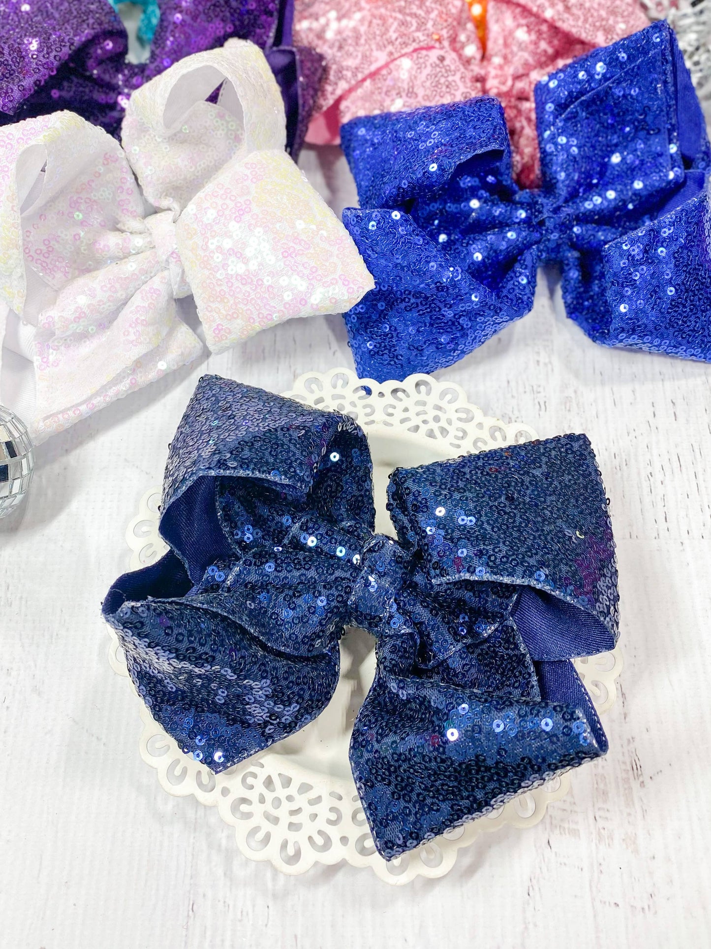 Sequin Texas Size Hair Bows: Turquoise