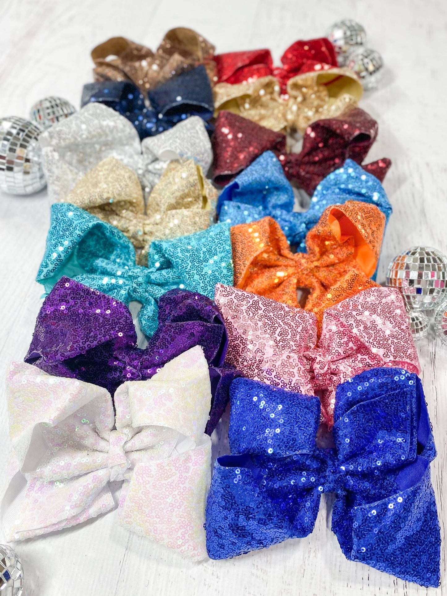 Sequin Texas Size Hair Bows: Turquoise