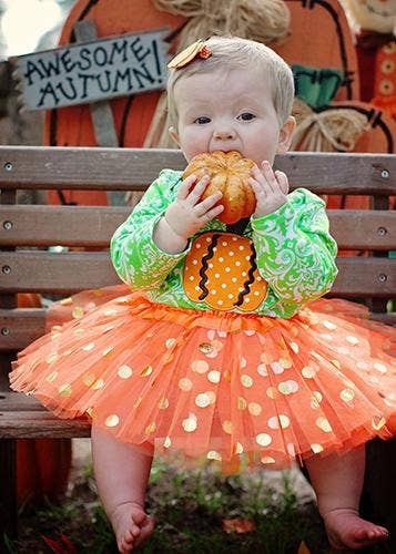 Gold Polka Dot Baby Tutu: Aqua