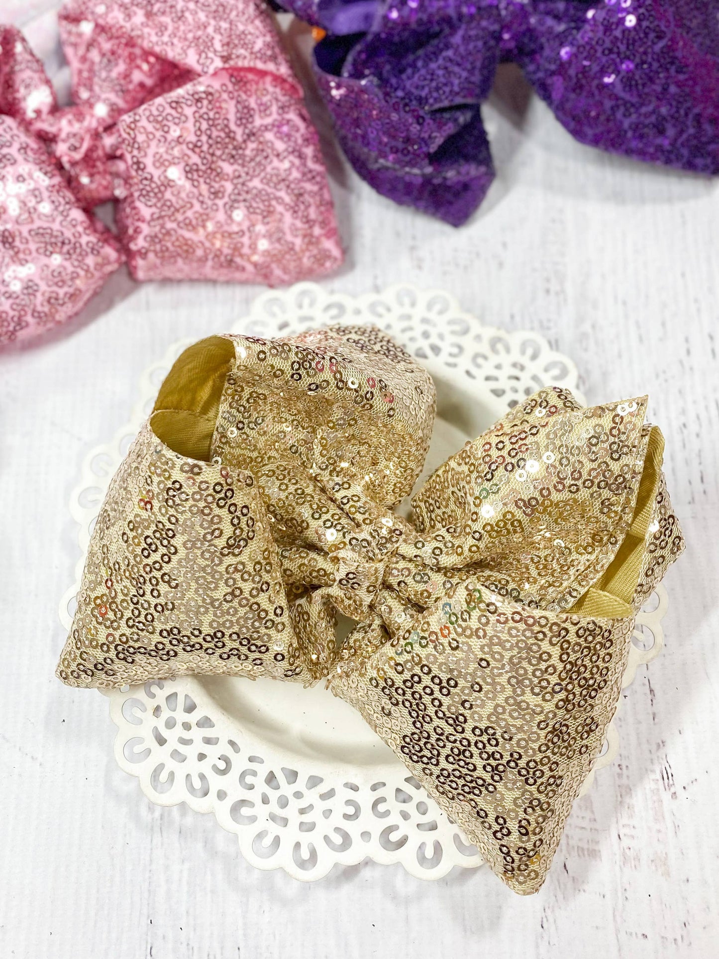 Sequin Texas Size Hair Bows: Red