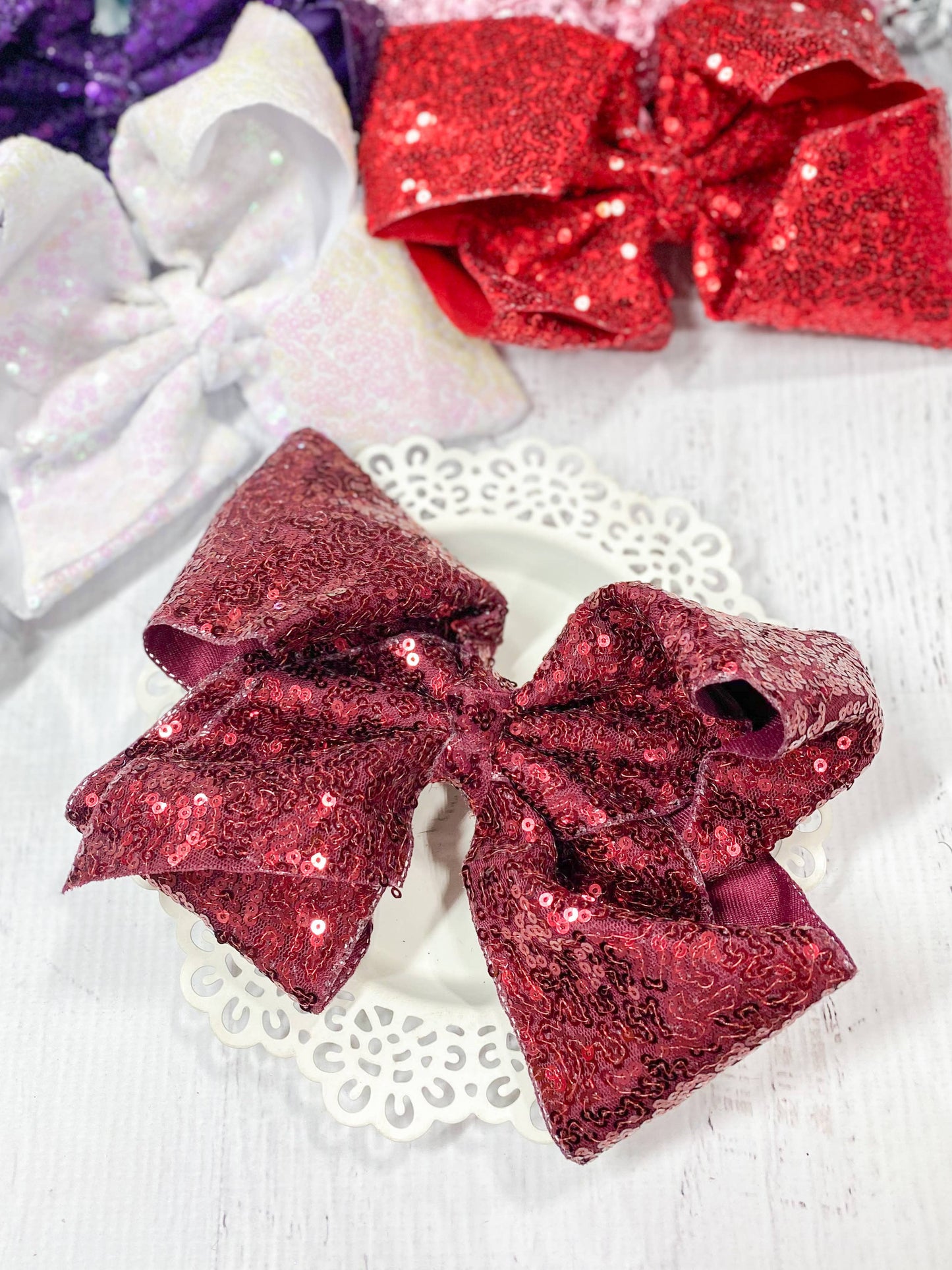 Sequin Texas Size Hair Bows: Turquoise