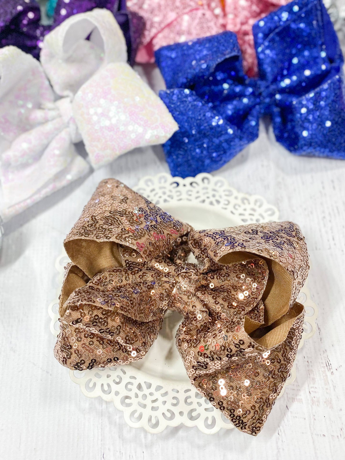 Sequin Texas Size Hair Bows: Red