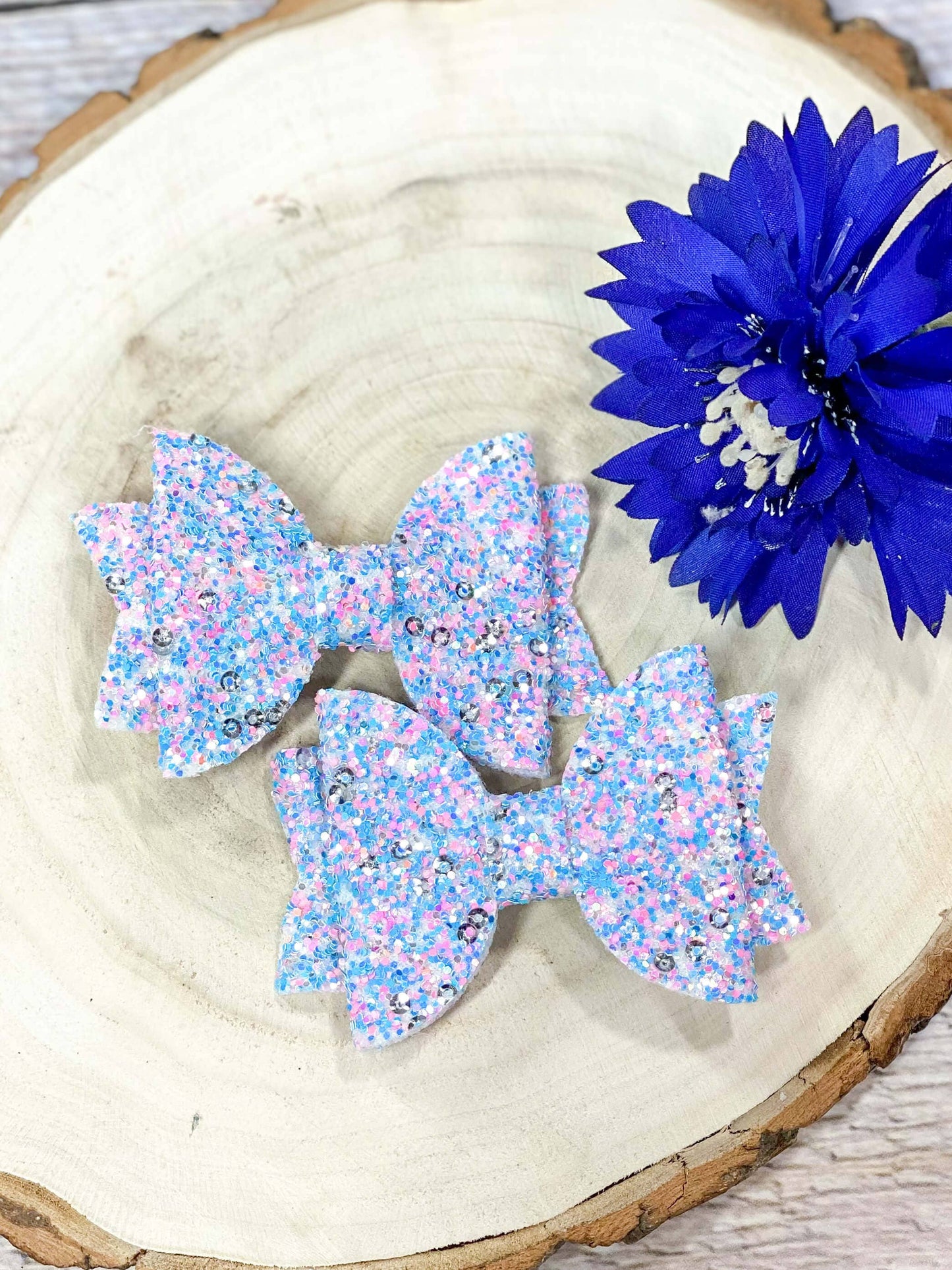 Glitter Bows - Set of 2: Light Blue