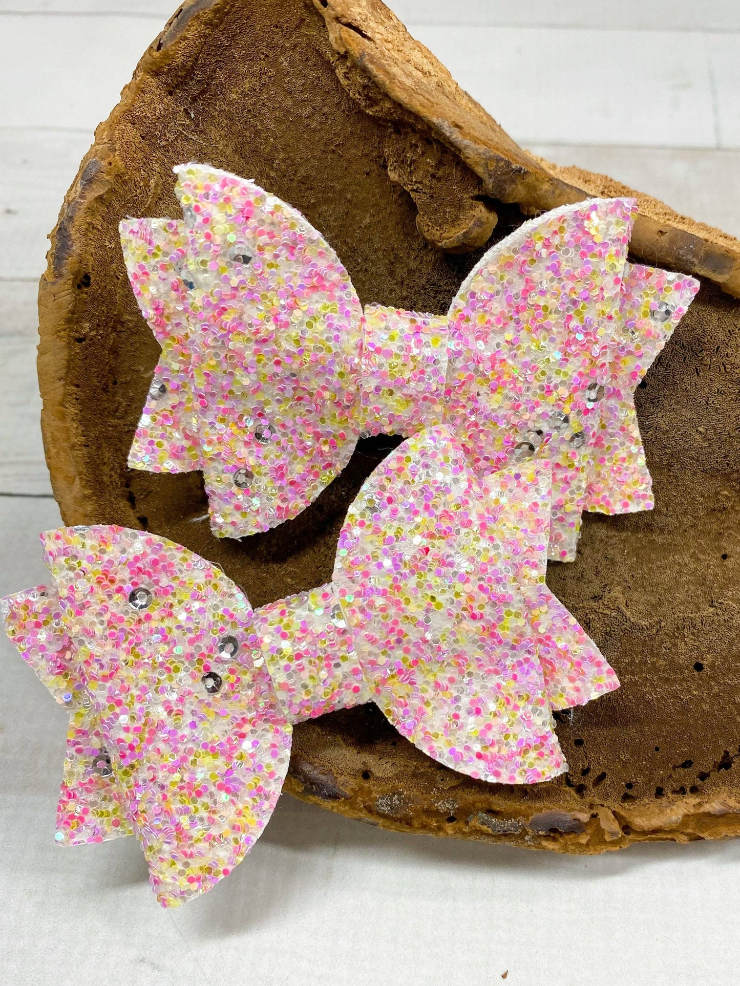 Glitter Bows - Set of 2: Light Pink