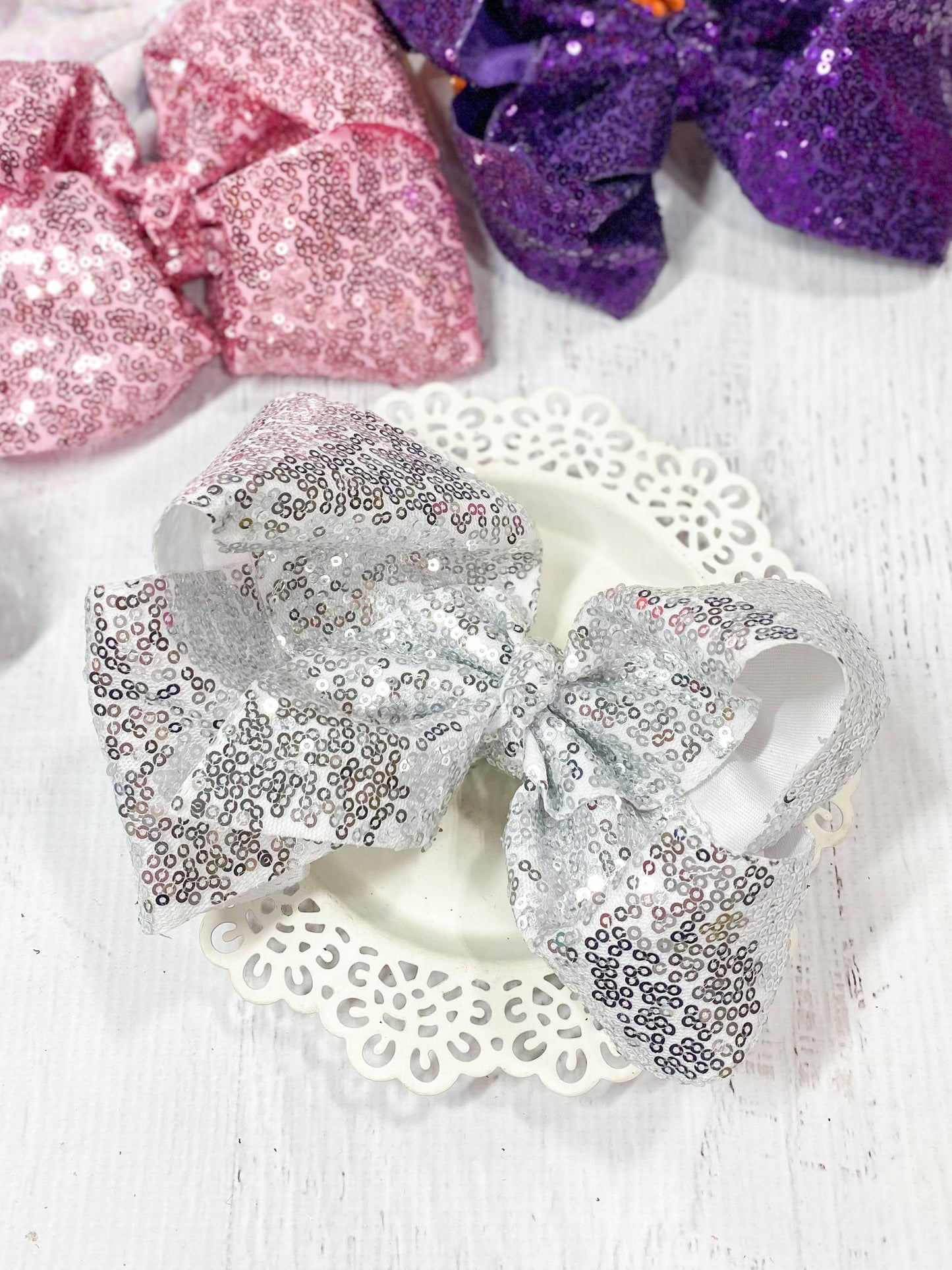 Sequin Texas Size Hair Bows: Red