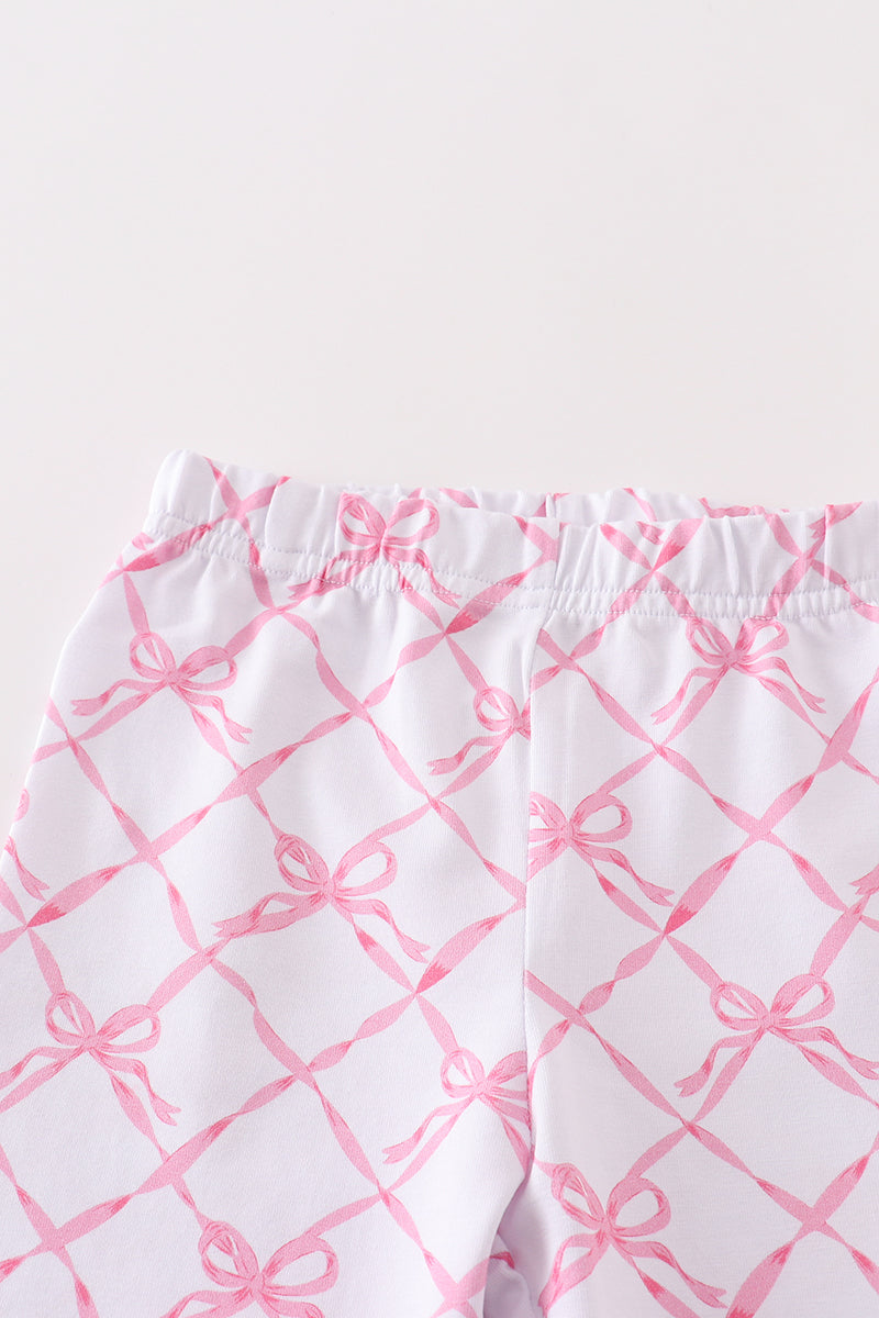 Pink bow tie girl pajama set