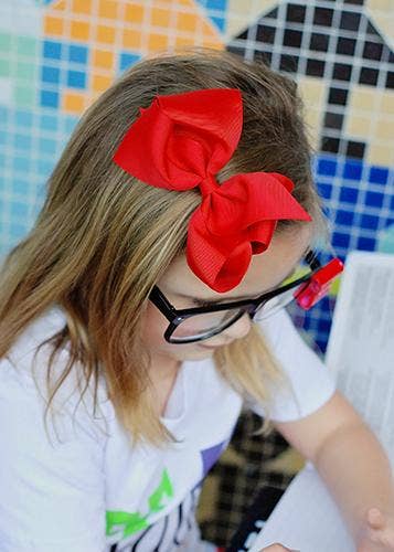 Classic Oversized Grosgrain Hair Bow - French Clip: White