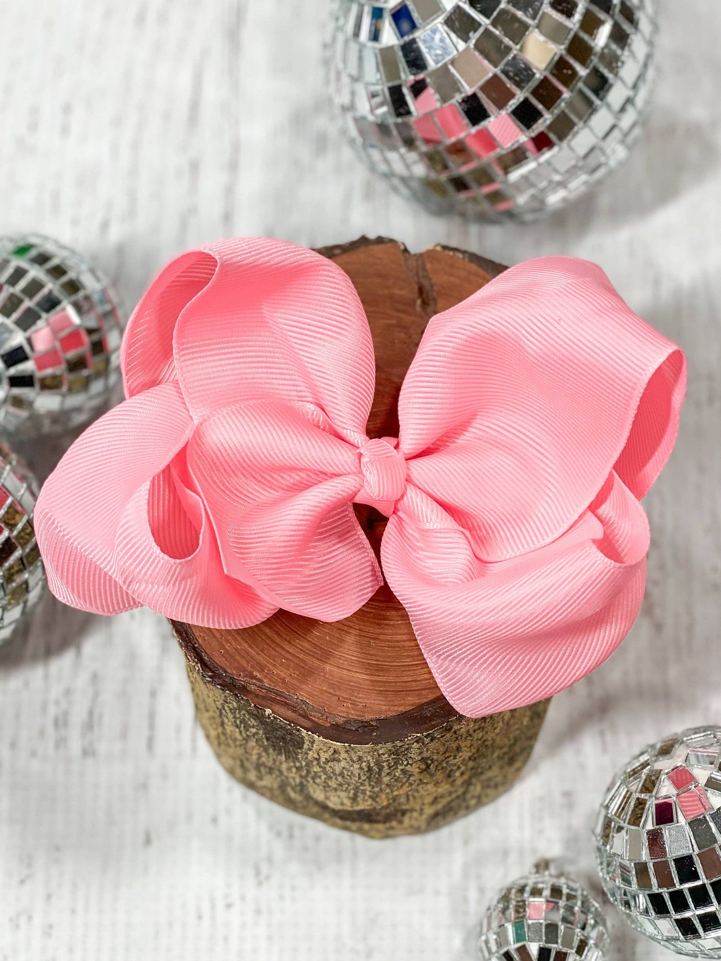 Classic Oversized Grosgrain Hair Bow - French Clip: Light Pink