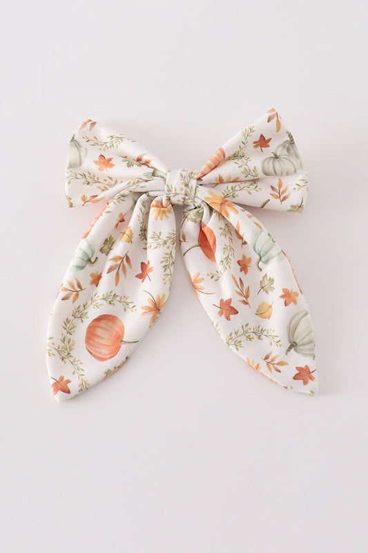 Pumpkin print hair bow