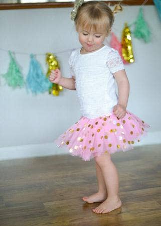 Gold Polka Dot Baby Tutu: Aqua