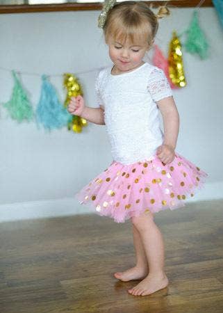 Gold Polka Dot Baby Tutu: Aqua