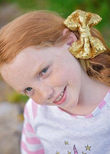 Fancy Sequin Hair Bow: Hot Pink