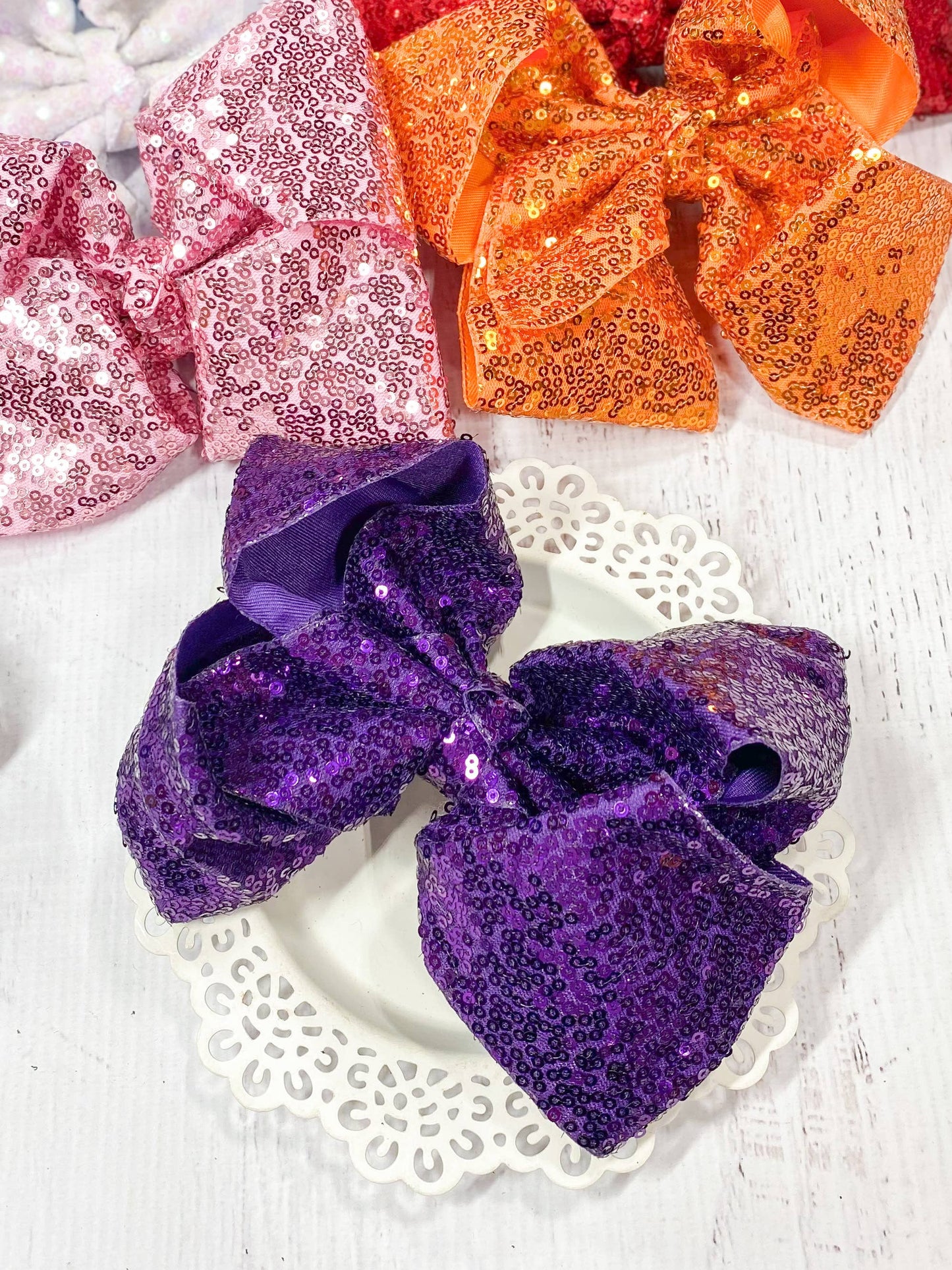 Sequin Texas Size Hair Bows: Turquoise