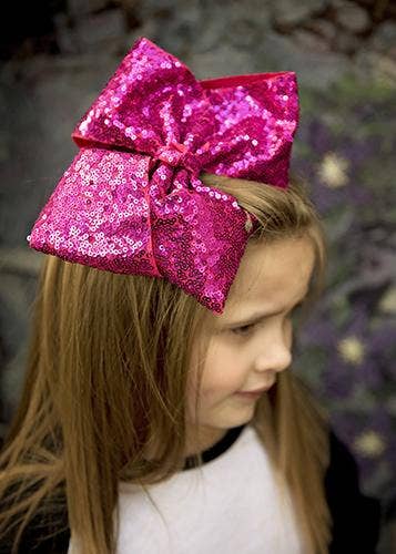 Sequin Texas Size Hair Bows: Turquoise