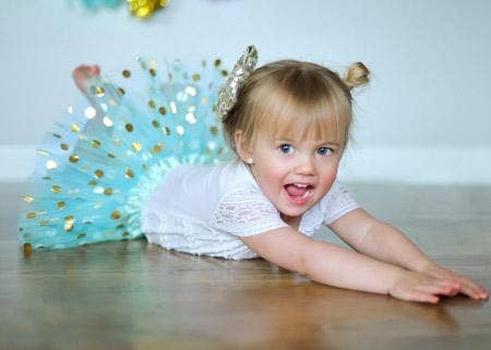 Gold Polka Dot Baby Tutu: Aqua